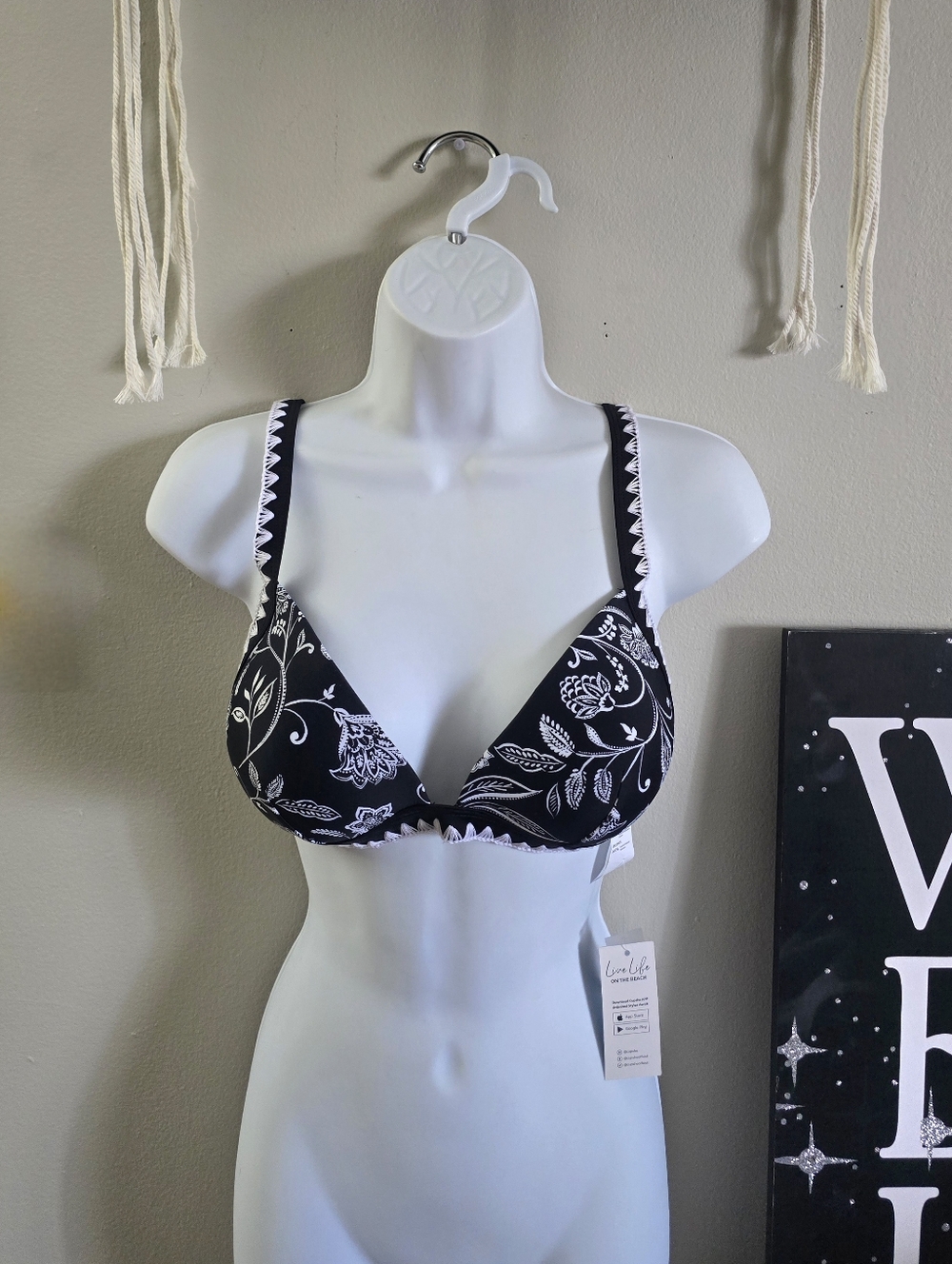 Cupshe Push Up Bikini Top With Crochet Details - Top Only, With Tags
